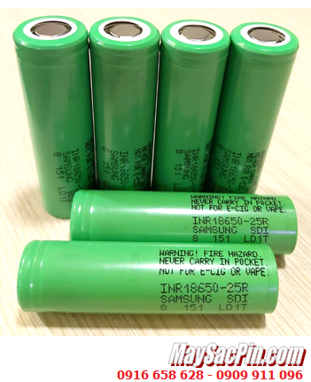 Samsung INR18650-25R; Pin sạc 3.7v 18650 Samsung INR18650-25R 2500mAh Discharge 20A